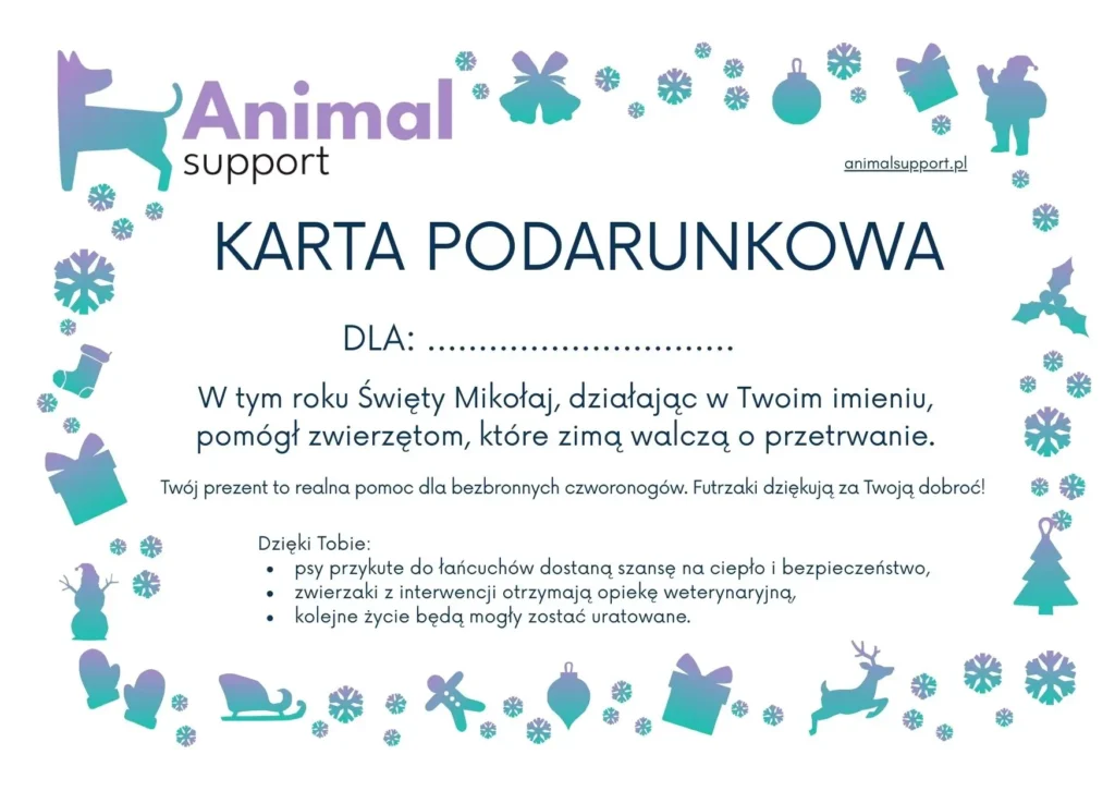 karta podarunkowa animal support